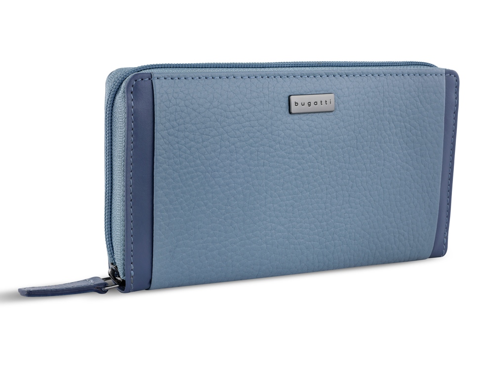 Кошелёк женский BUGATTI СИНА | SINA, голубой, воловья кожа/полиэстер, 19х3х11 см