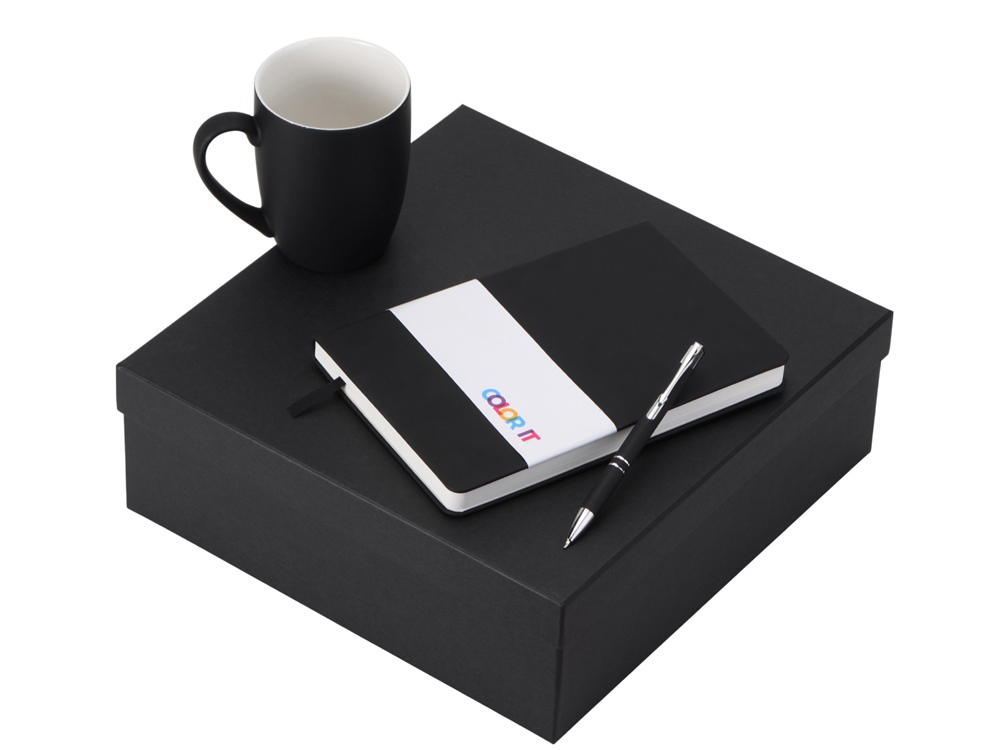 Подарочный набор с блокнотом С3, металлической ручкой и кружкой, черный
