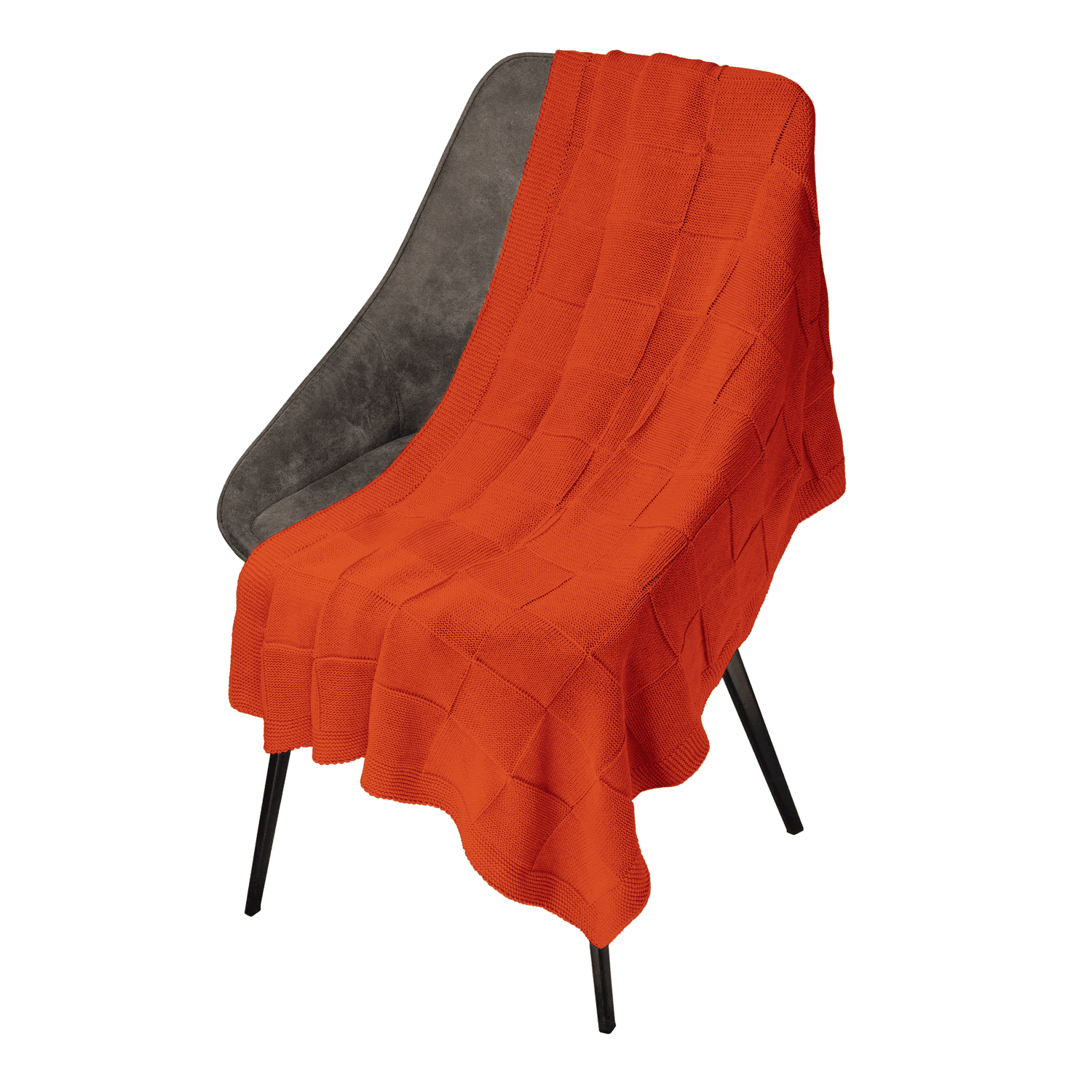 Плед Cella вязаный, оранжевый (без подарочной коробки)