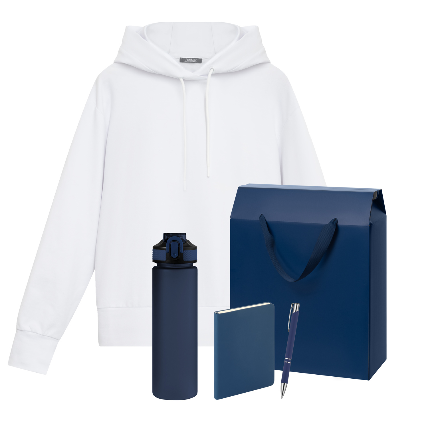 Набор с одеждой ALEX (худи, бутылка, ежедневник, ручка), синий, S