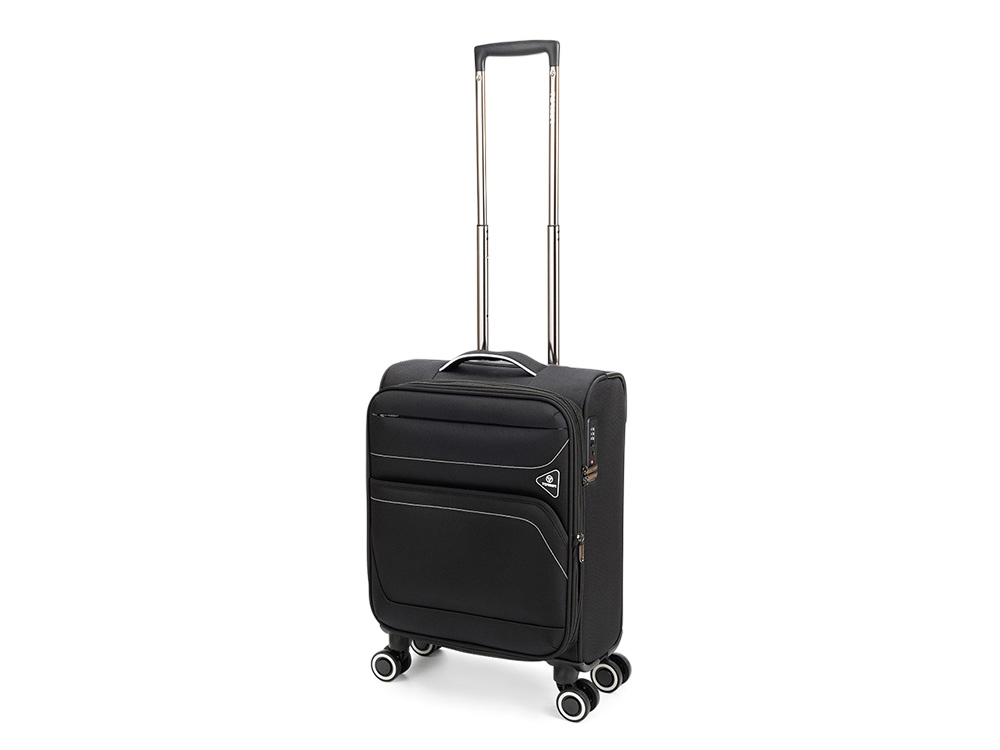 Чемодан TORBER НЕРО, чёрный, переработанный ПЭТ, 40 х 20 х 55 см, 37 л