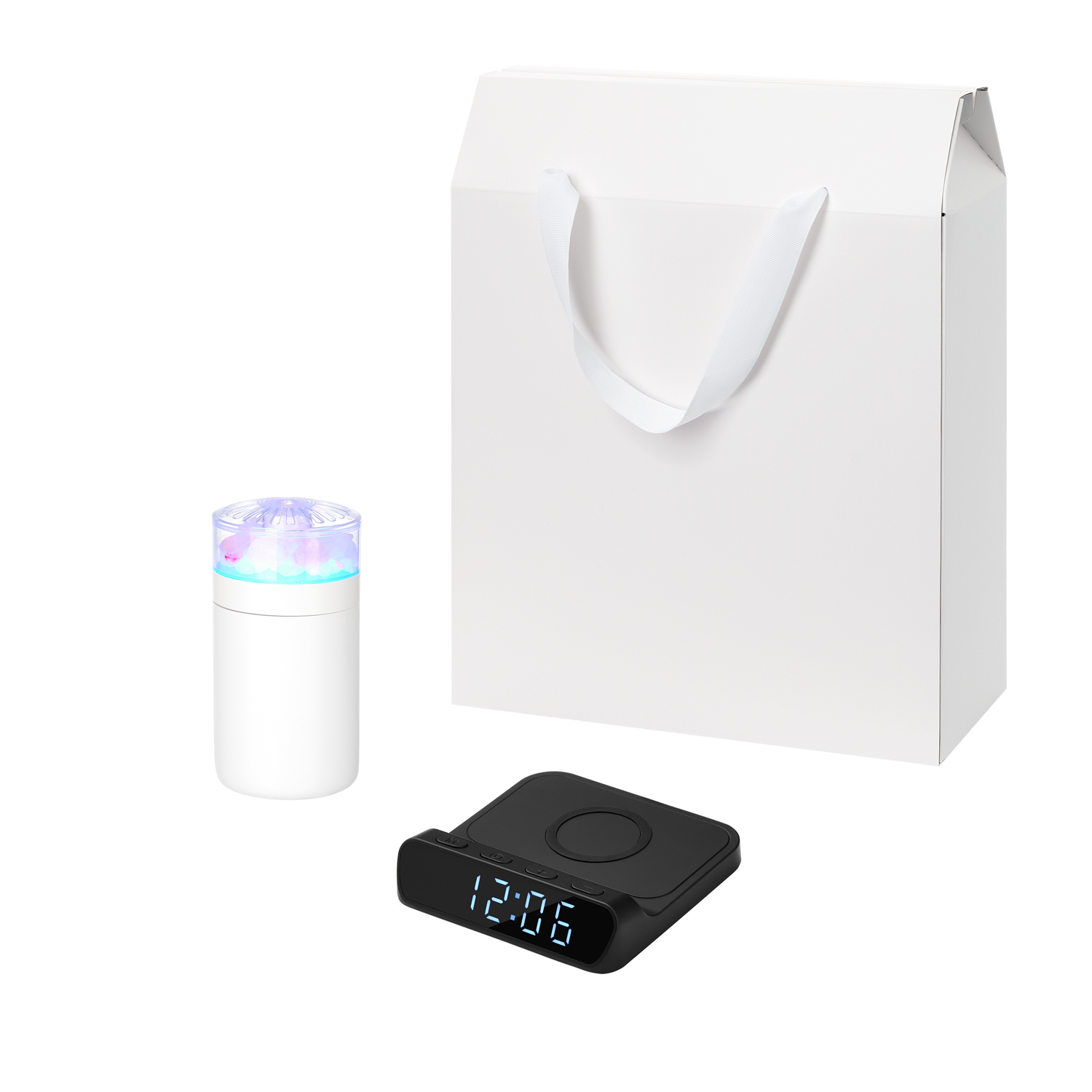 Подарочный набор Crystal, Rigel, черный (увлажнитель воздуха, зарядное устройство)