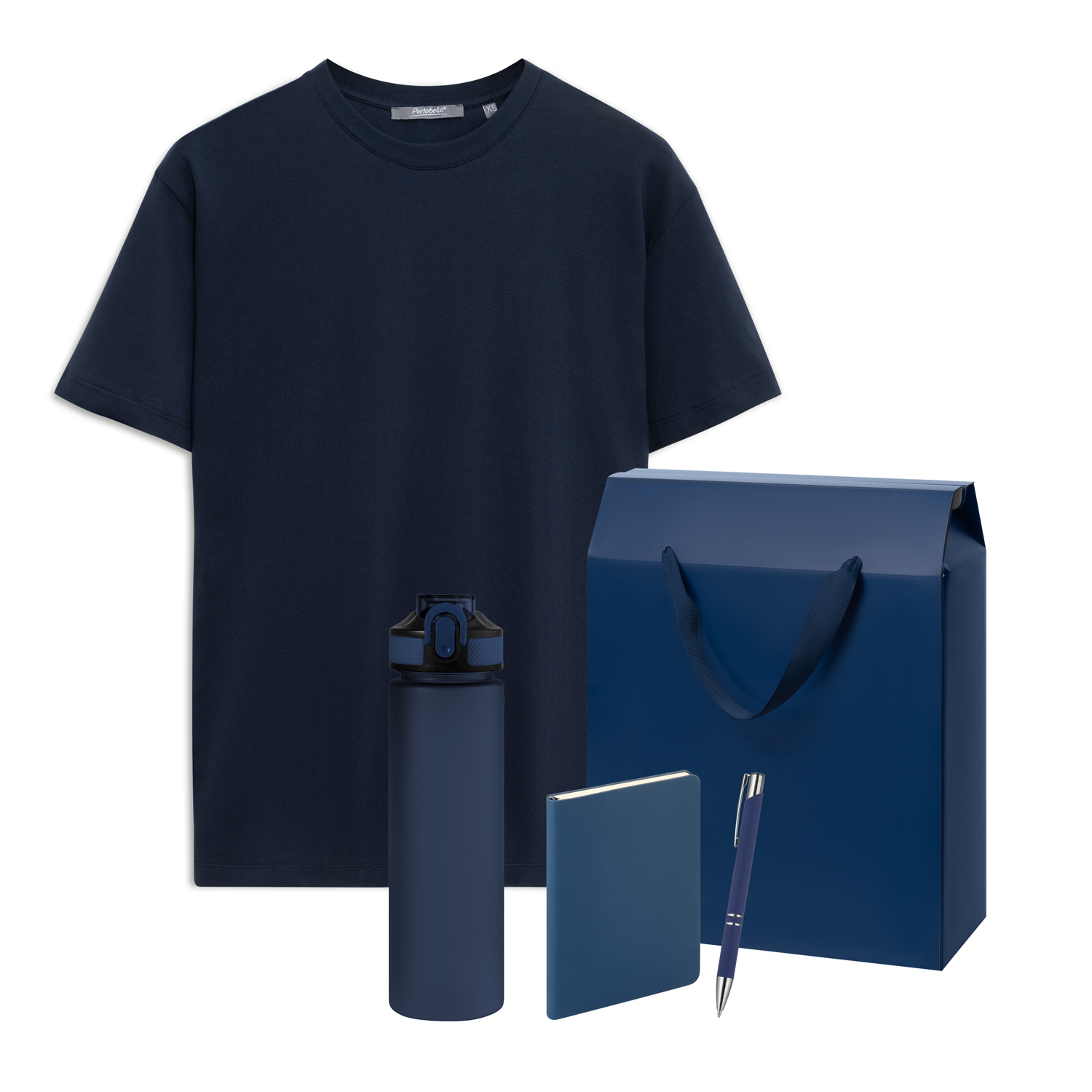 Набор с одеждой KRIS (футболка, термокружка, блокнот, ручка), черный, L