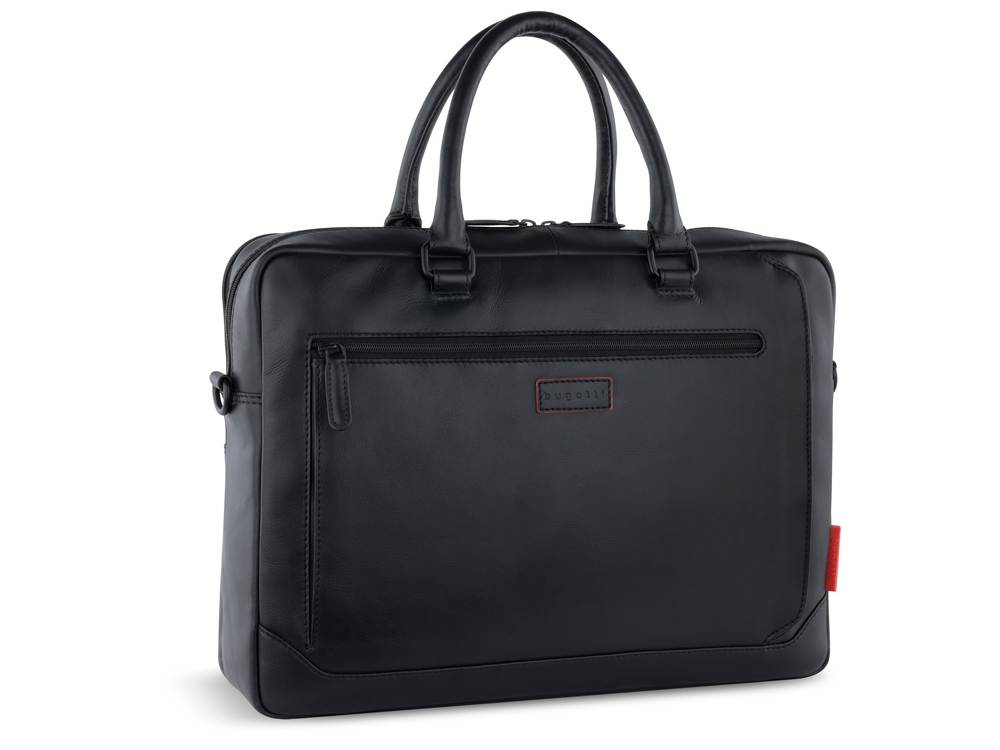 Портфель мужской BUGATTI КЛАРК | CLARK, чёрный, воловья кожа/полиэстер, 40х9,5х29 см, 10 л