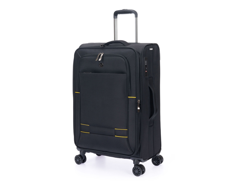 Чемодан TORBER БРОСНО, чёрный, нейлон 600D, 43,5 х 26 х 68 см, 56 л