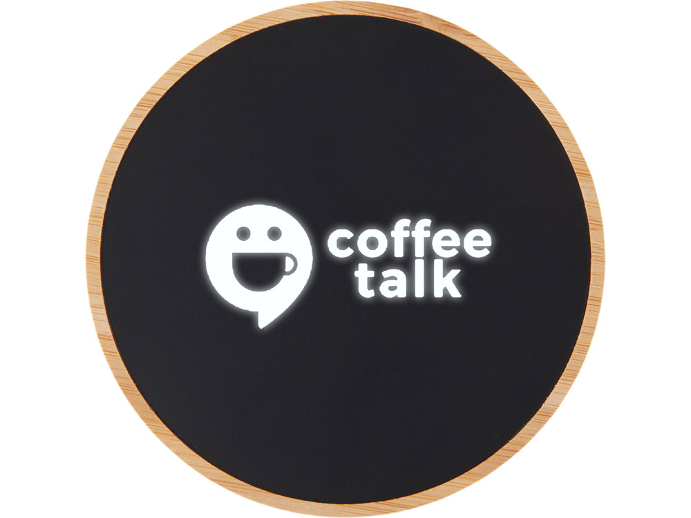 Беспроводное зарядное устройство с подсветкой лого Reedia S3, 15 Вт, бамбук, черный