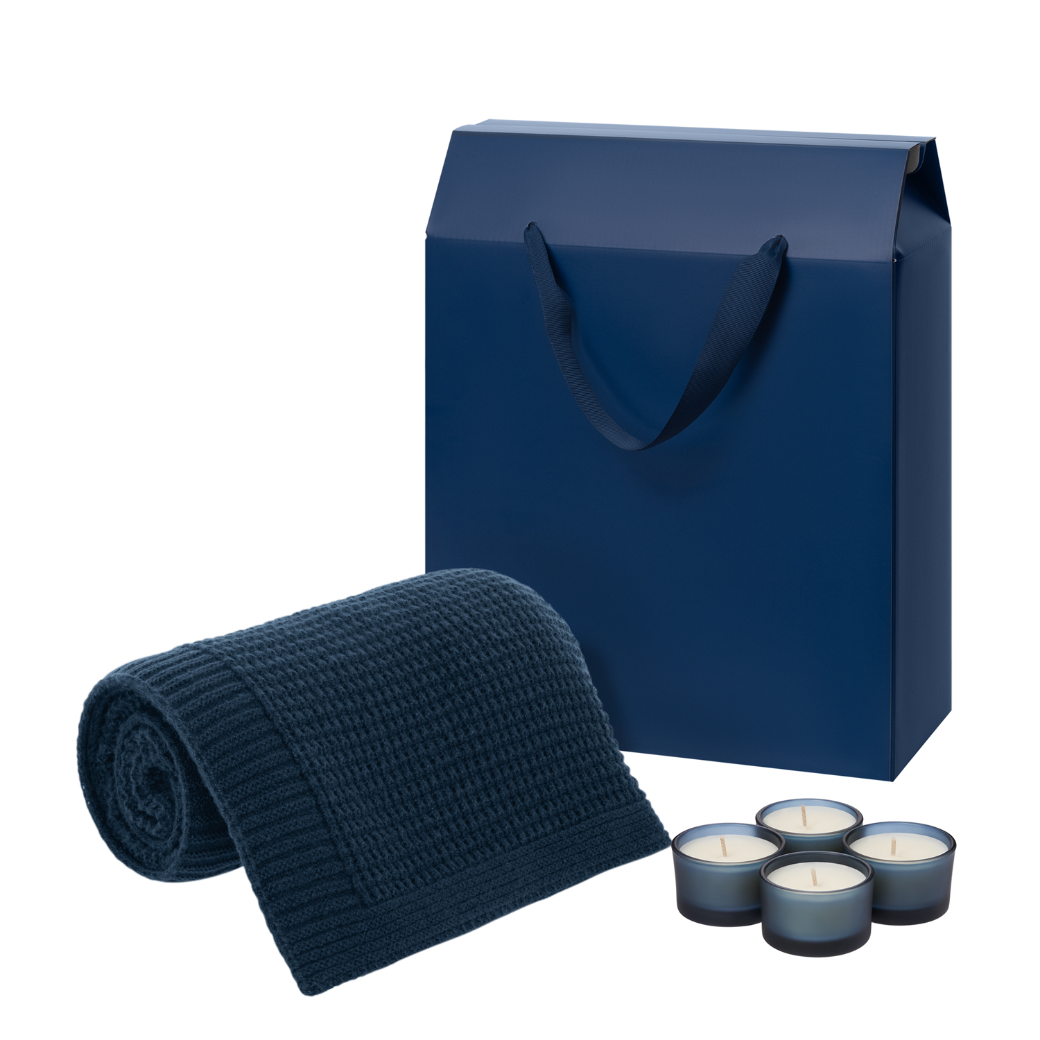 Подарочный набор Sento, Malta Soft, синий (свечи, плед)