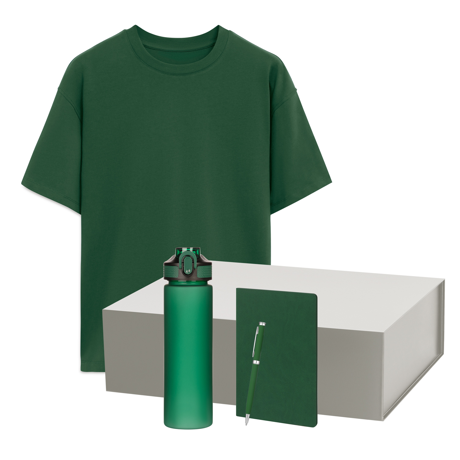 Набор с одеждой RUST NEO (футболка, бутылка, ежедневник, ручка), зеленый, XL/2XL