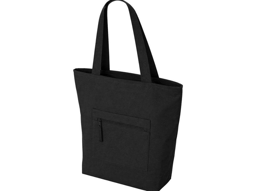 Сумка на молнии Zipper Neo из хлопка 280 г c карманом на молнии спереди, черный