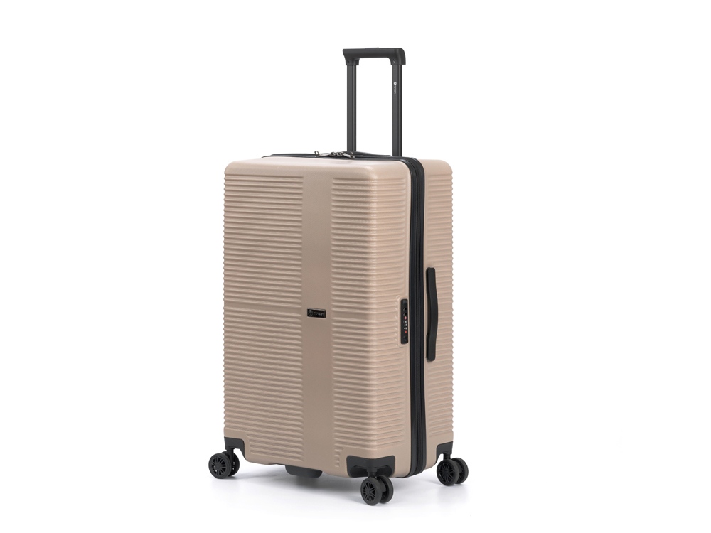 Чемодан TORBER ЭЛЬТОН, песочный, ABS-пластик, 47 х 29 х 78 см, 96 л