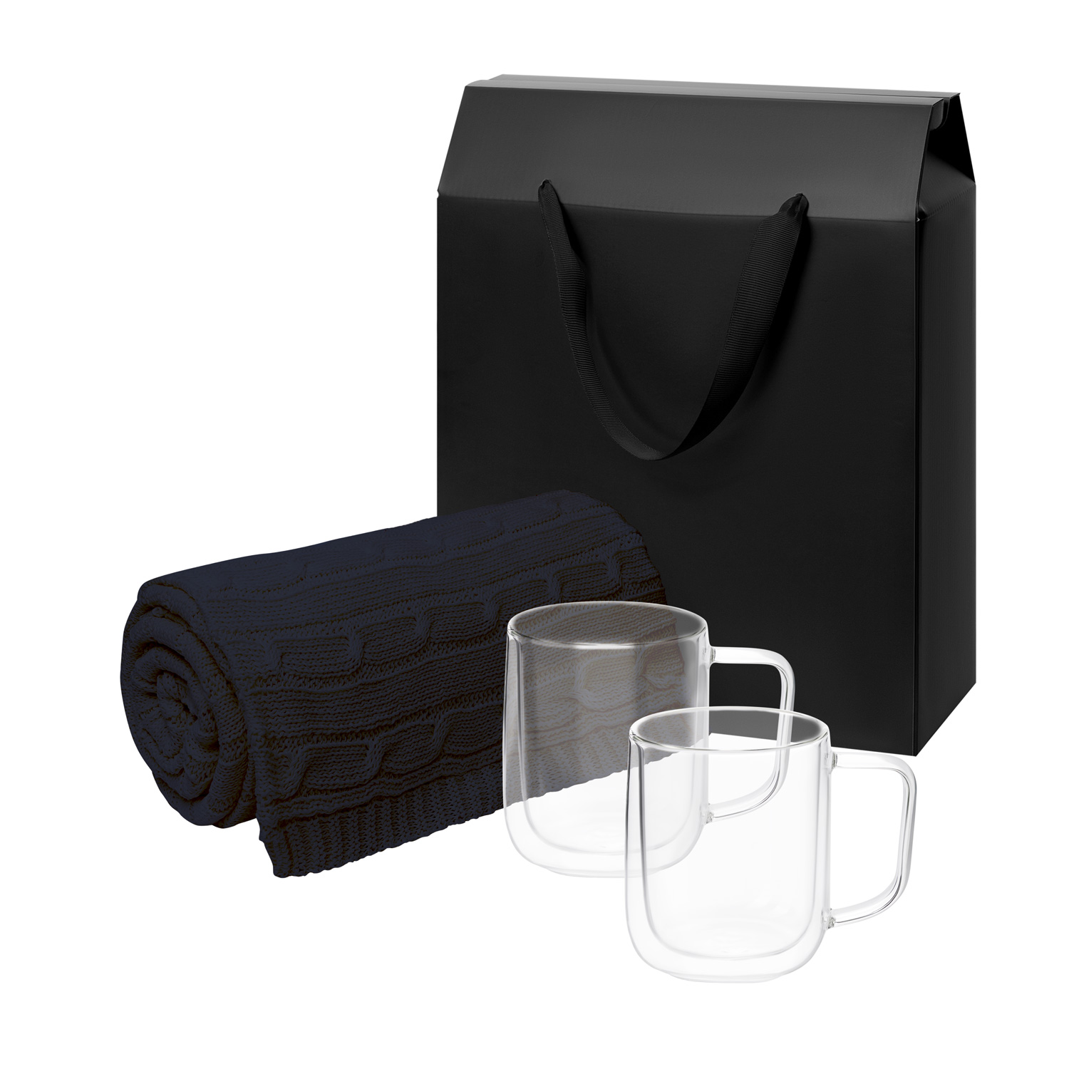 Подарочный набор Viora, Fado в черной коробке-пакете (2 кружки+плед)