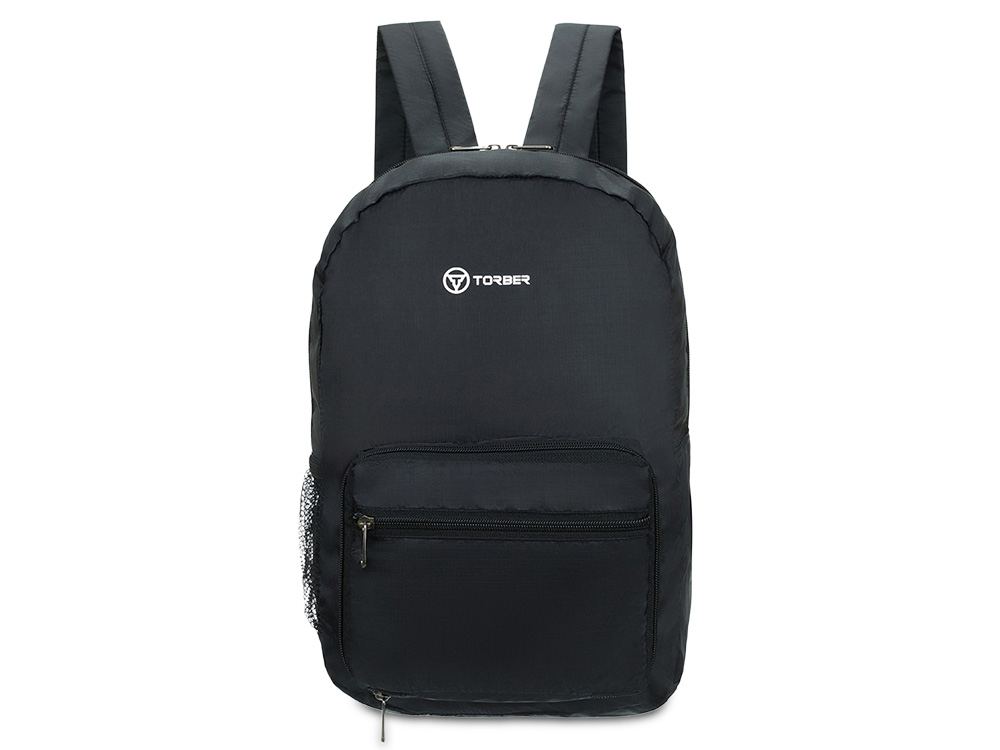 Рюкзак складной TORBER, черный, полиэстер, 49x33x12 см