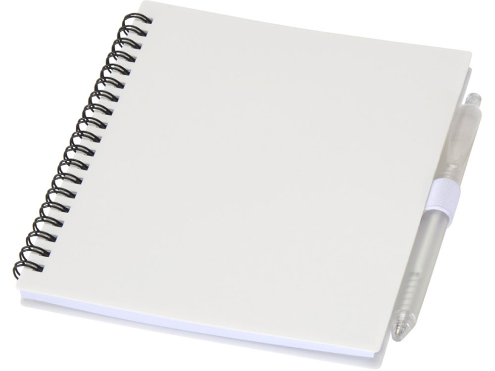 Набор Niove из блокнота из переработанного пластика в мягкой обложке и шариковой ручки (синие чернила) - Белый