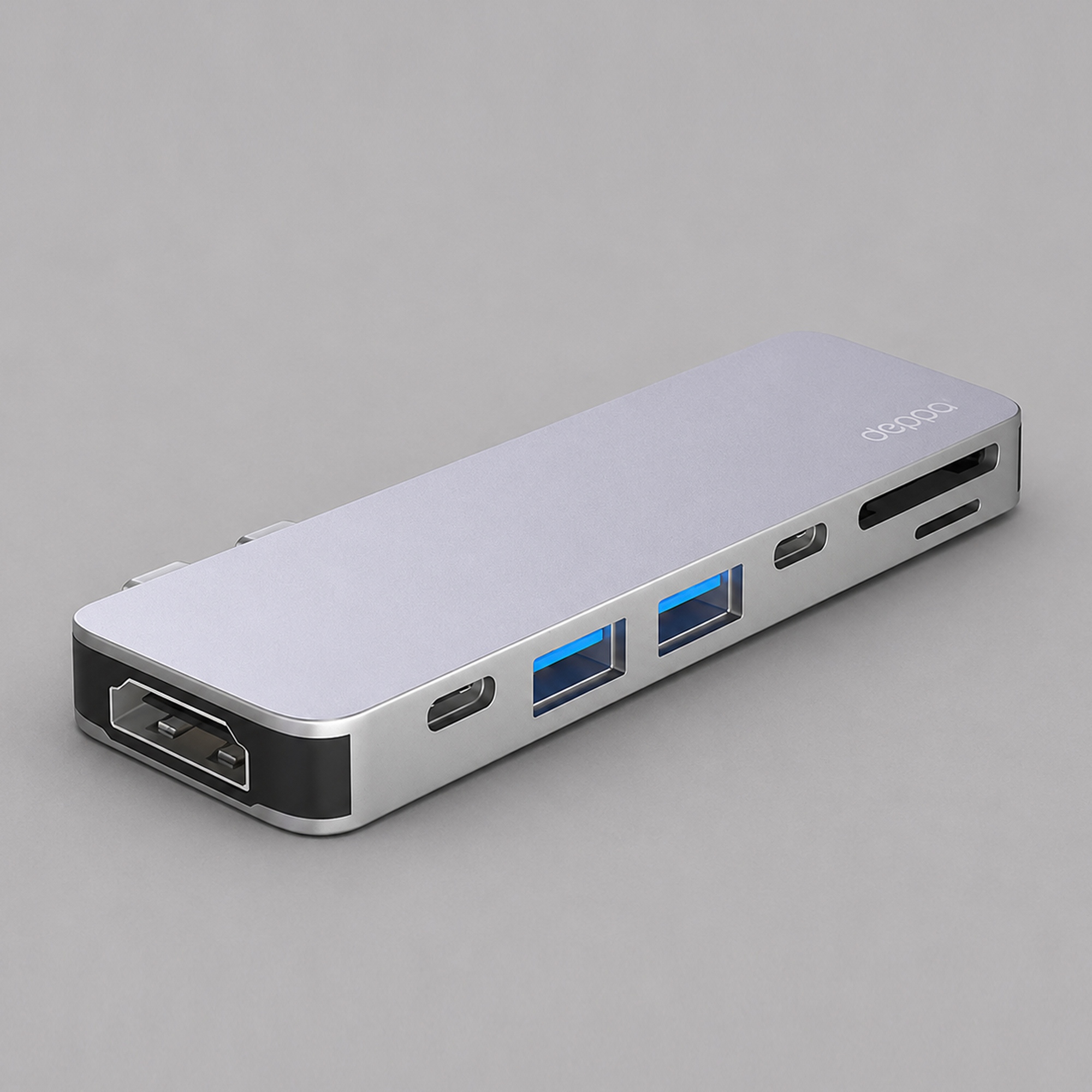 USB-C адаптер для MacBook 7-в-1, серебро, Deppa