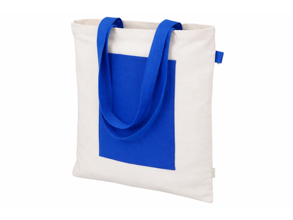 Сумка для покупок Тема из переработанных материалов с наружным цветным карманом, синий