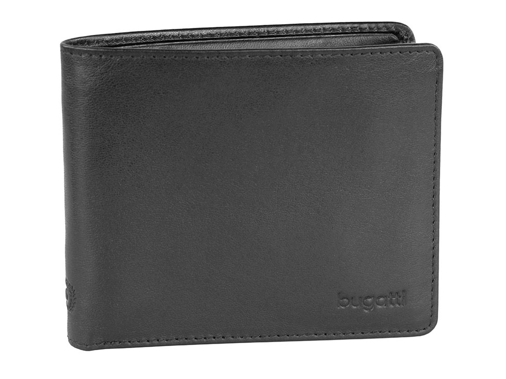 Портмоне BUGATTI ПЕРВЫЙ | PRIMO, чёрное, натуральная воловья кожа, 11х1,5х9 см