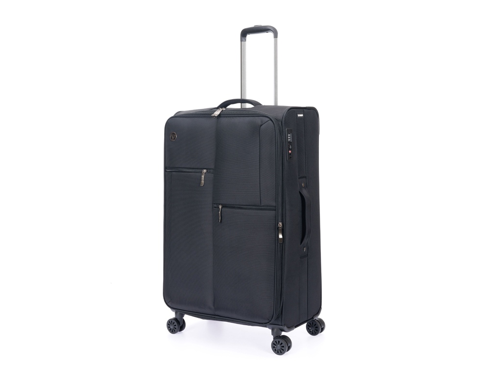 Чемодан TORBER СЕЙД, чёрный, нейлон 600D, 48 х 26.5 х 78 см, 85 л