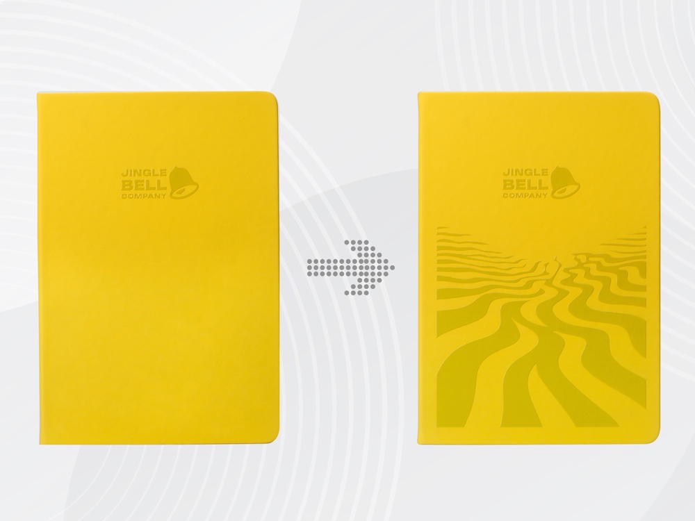 Бизнес-блокнот А5 C2 soft-touch, желтый, с УФ печатью