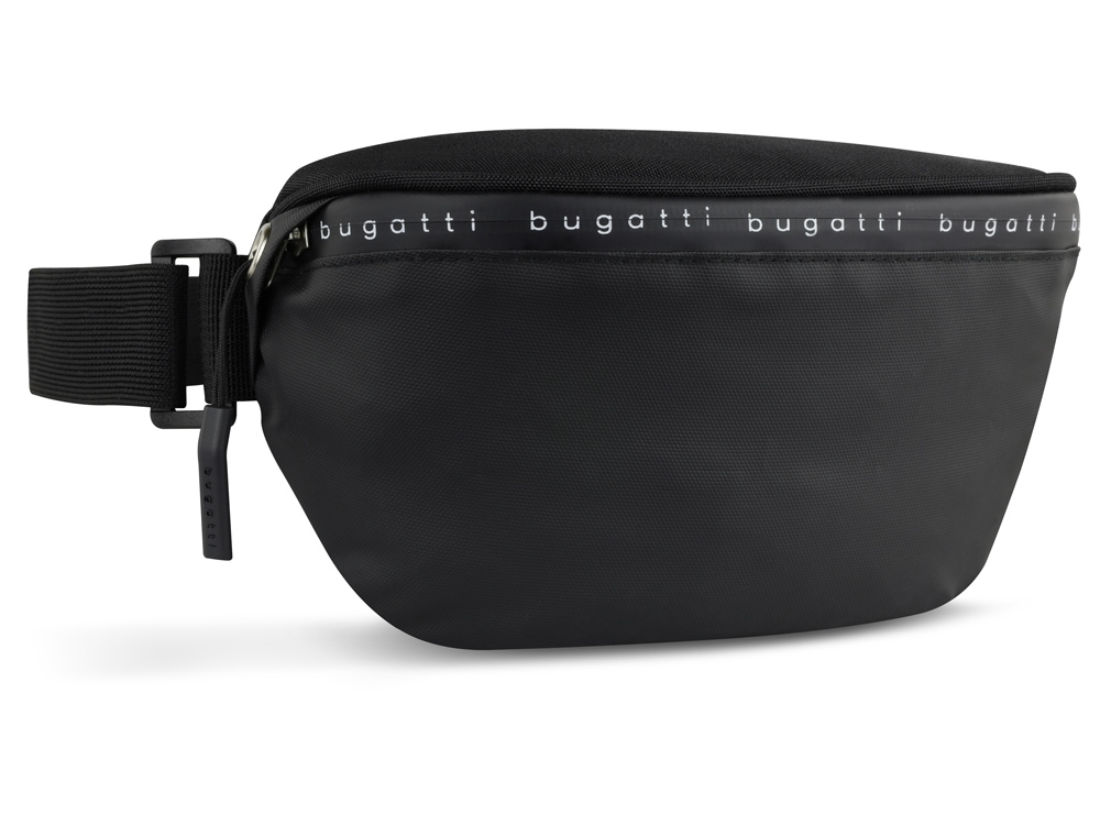 Сумка на пояс BUGATTI БЛАНК ОБЛЕГЧЕННАЯ | BLANC DELIGHT, чёрная, нейлон RPET600D/тарпаулин/полиэстер, 24х11х12,5 см, 2 л