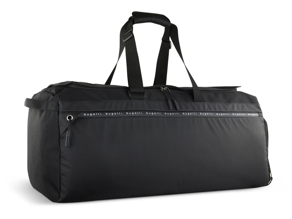 Сумка дорожная BUGATTI БЛАНК ОБЛЕГЧЕННАЯ | BLANC DELIGHT, чёрная, нейлон RPET600D/тарпаулин/полиэстер, 67х32х29 см, 55 л