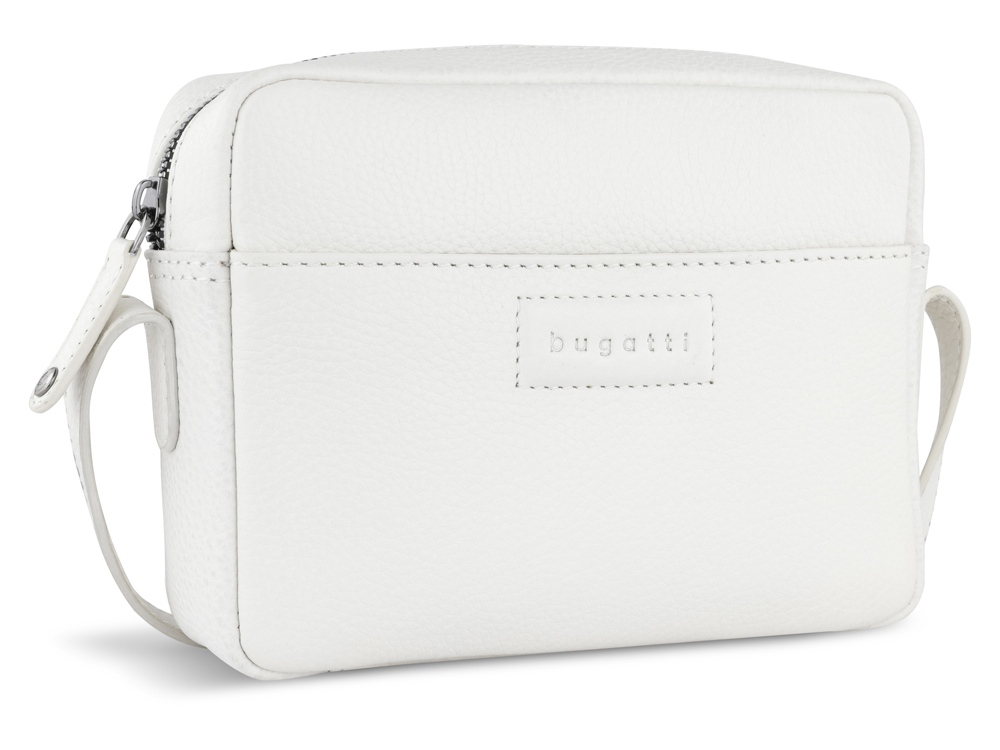 Сумка кросс-боди женская BUGATTI ЭЛЬЗА | ELSA, белая, воловья кожа/полиэстер, 19х5,5х14 см