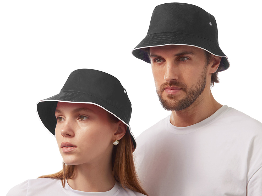 Панама с контрастной окантовкой , темно-серый/белый