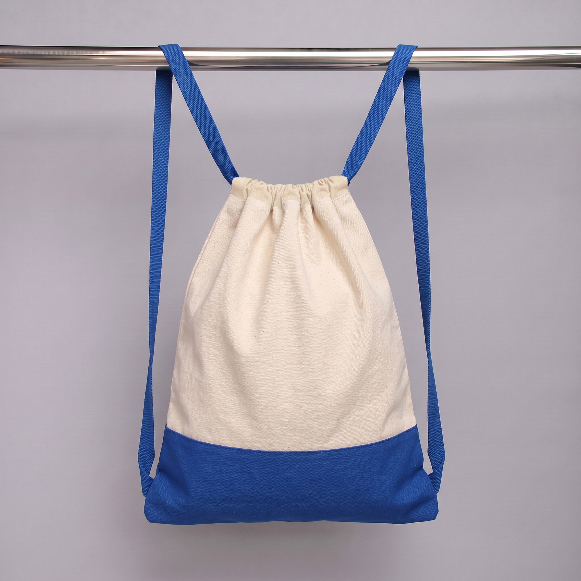 Рюкзак-мешок Cotton из хлопка 170 г, натуральный/синий