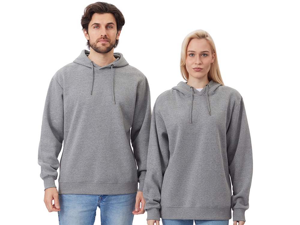 Толстовка с капюшоном оверсайз Lisbon унисекс, серый меланж