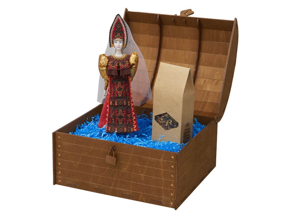 Подарочный набор: кукла фарфоровая, чай Малина с мятой, красный