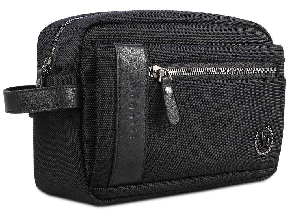 Несессер мужской BUGATTI НЕРО | NERO, чёрный, нейлон 1680D/кожа, 24х7,5х16 см