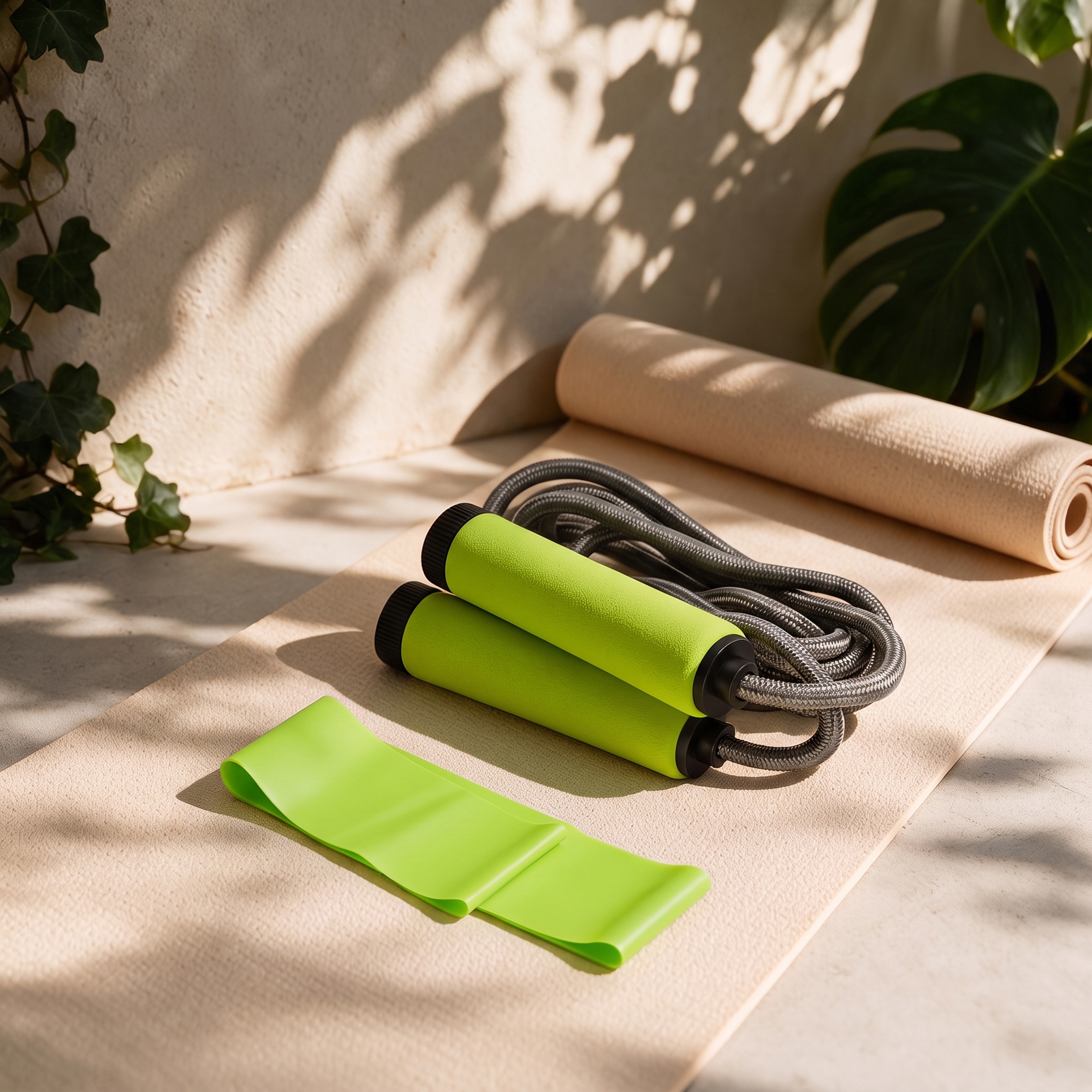 Набор для фитнеса Balance с лентой и скакалками, зеленое яблоко